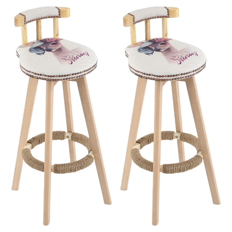 Tradition Armless Backrest Counter Stool Wood Household Bar Stool with Pedal