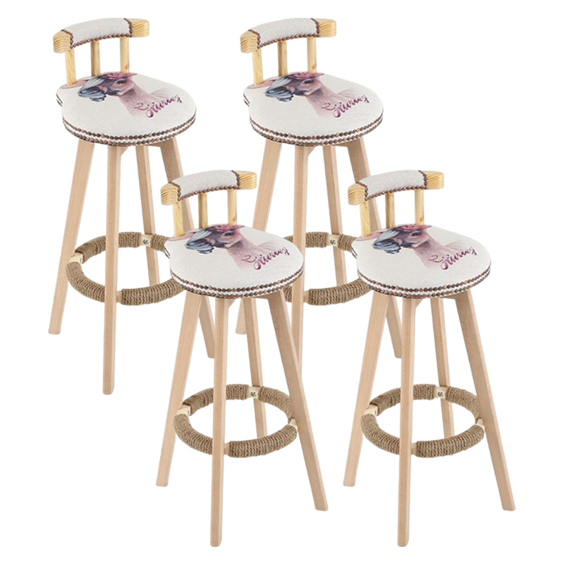 Tradition Armless Backrest Counter Stool Wood Household Bar Stool with Pedal