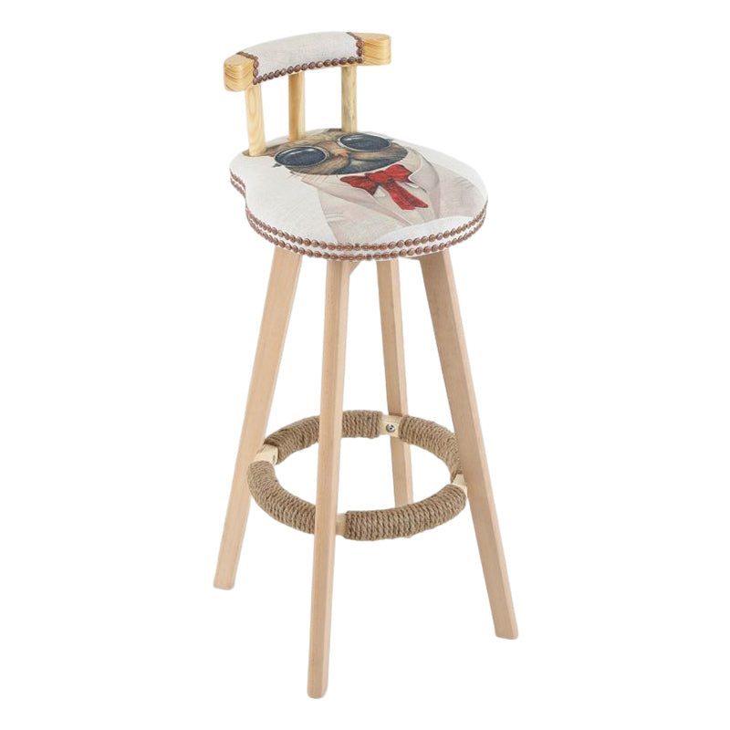 Tradition Armless Backrest Counter Stool Wood Household Bar Stool with Pedal