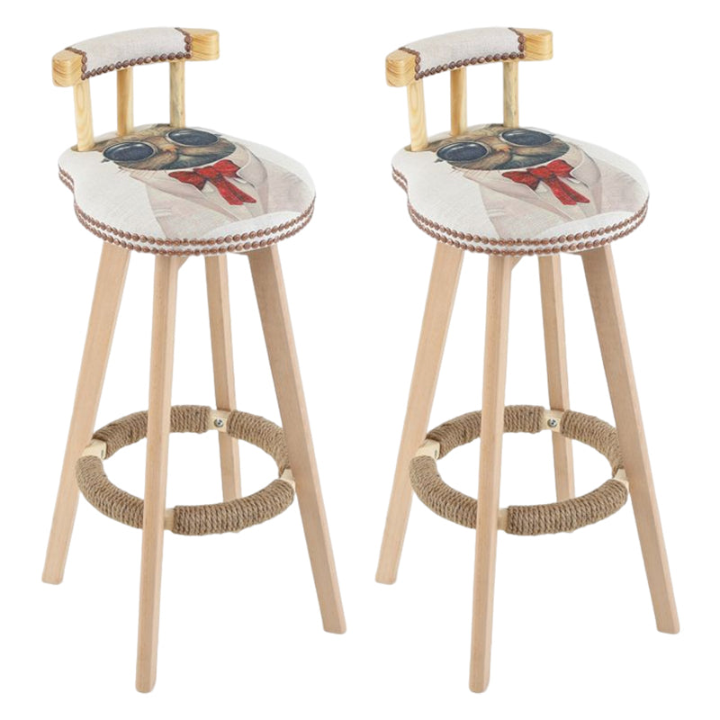 Tradition Armless Backrest Counter Stool Wood Household Bar Stool with Pedal