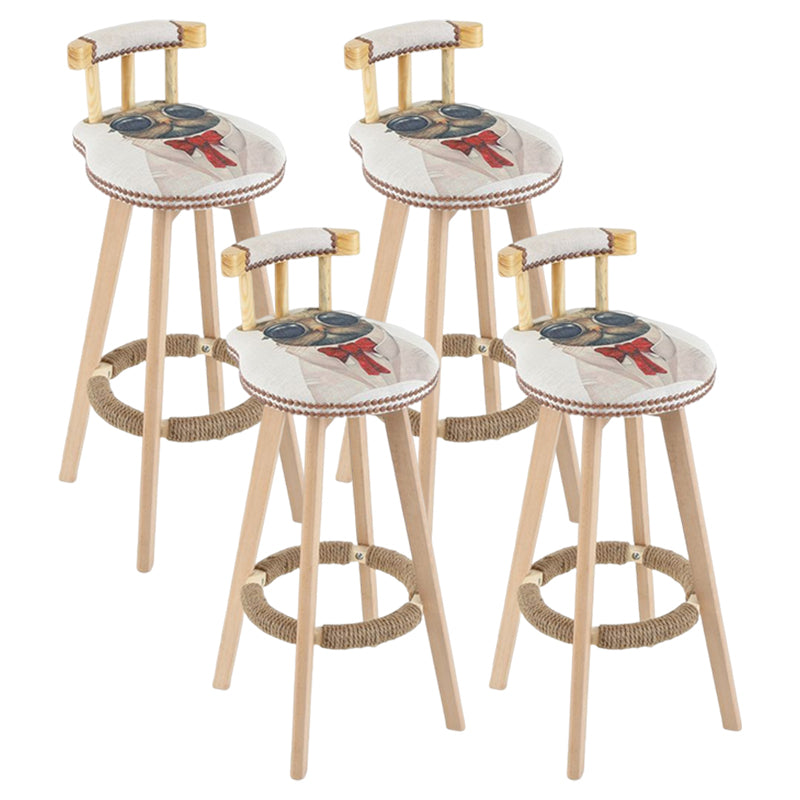Tradition Armless Backrest Counter Stool Wood Household Bar Stool with Pedal