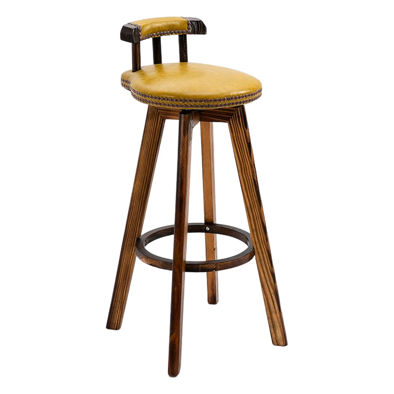 Tradition Armless Backrest Counter Stool Wood Household Bar Stool with Pedal