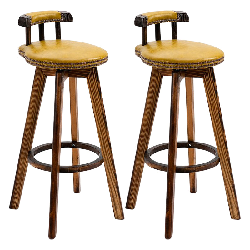Tradition Armless Backrest Counter Stool Wood Household Bar Stool with Pedal