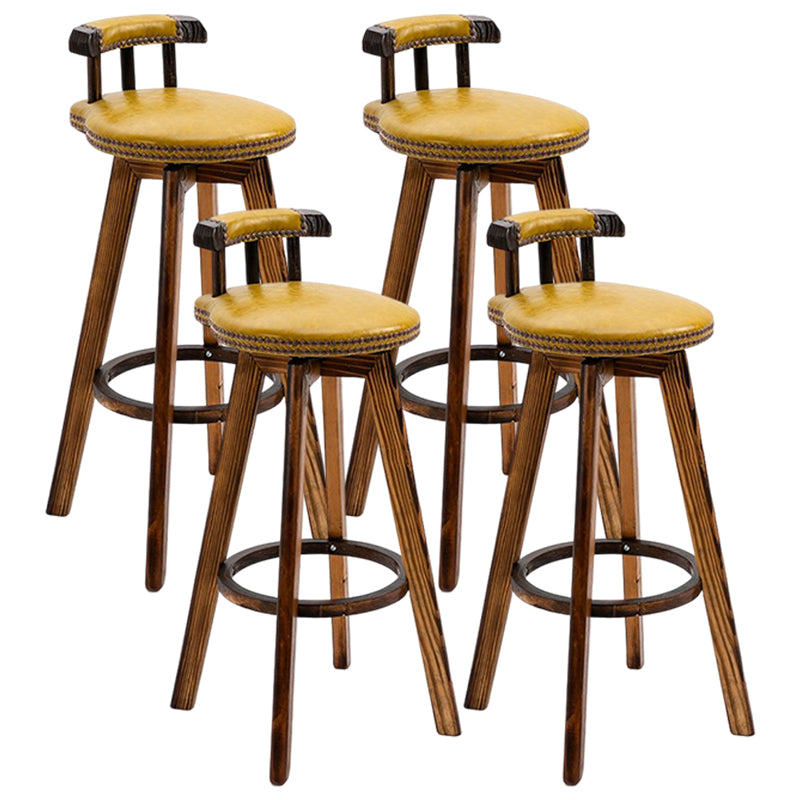 Tradition Armless Backrest Counter Stool Wood Household Bar Stool with Pedal