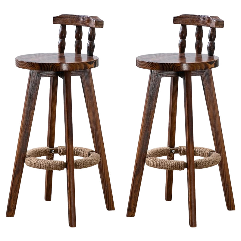 Tradition Armless Backrest Counter Stool Wood Household Bar Stool with Pedal