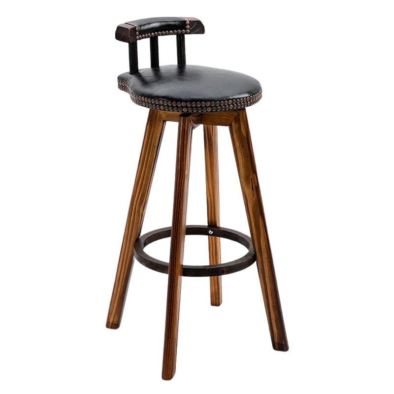 Tradition Armless Backrest Counter Stool Wood Household Bar Stool with Pedal
