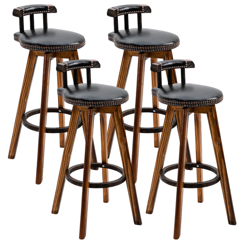 Tradition Armless Backrest Counter Stool Wood Household Bar Stool with Pedal