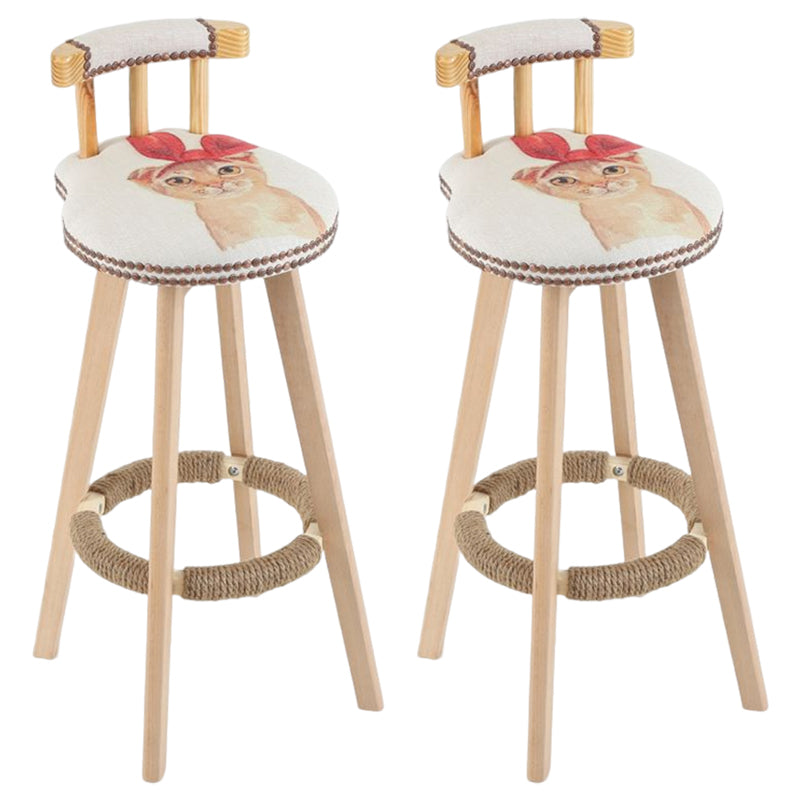 Tradition Armless Backrest Counter Stool Wood Household Bar Stool with Pedal