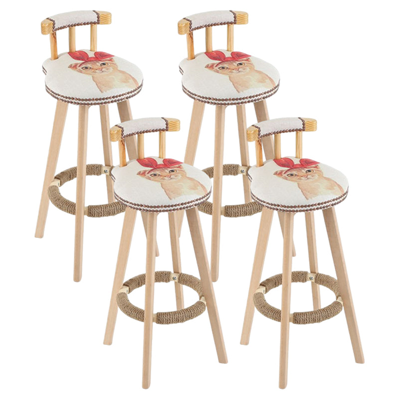 Tradition Armless Backrest Counter Stool Wood Household Bar Stool with Pedal