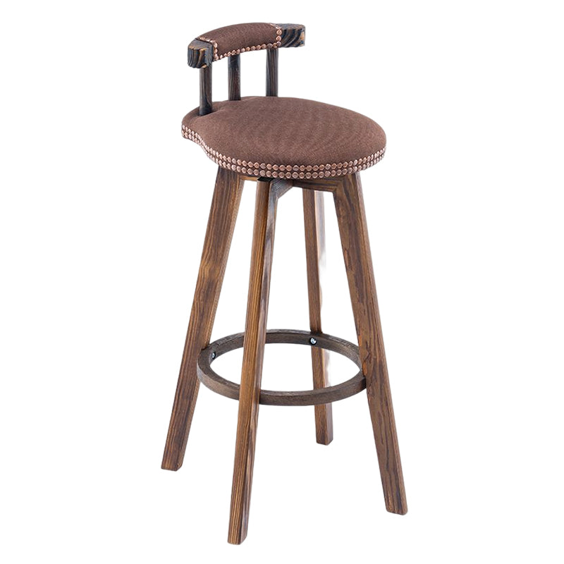 Tradition Armless Backrest Counter Stool Wood Household Bar Stool with Pedal
