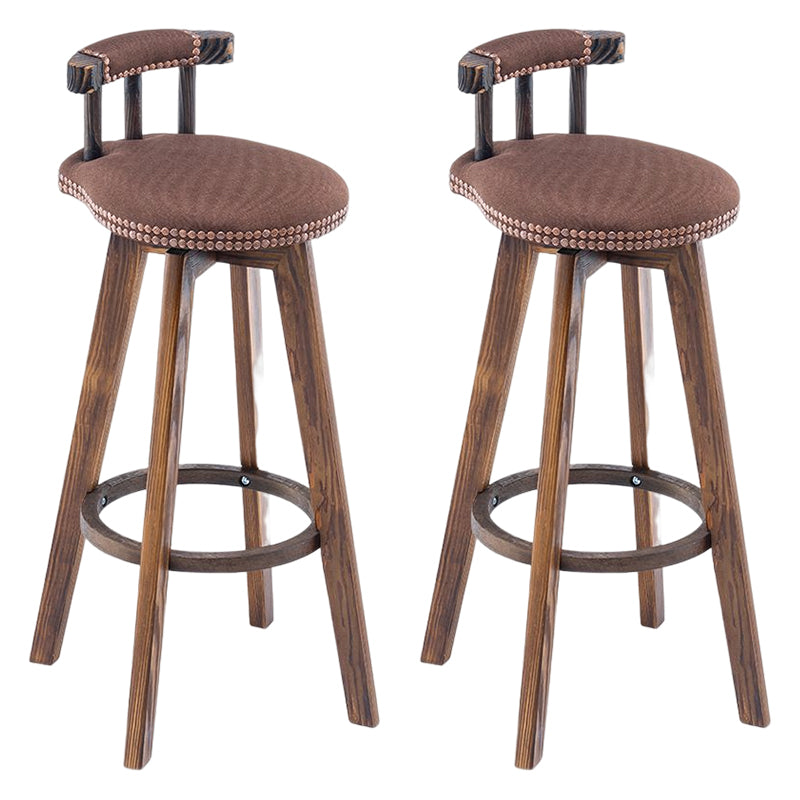 Tradition Armless Backrest Counter Stool Wood Household Bar Stool with Pedal