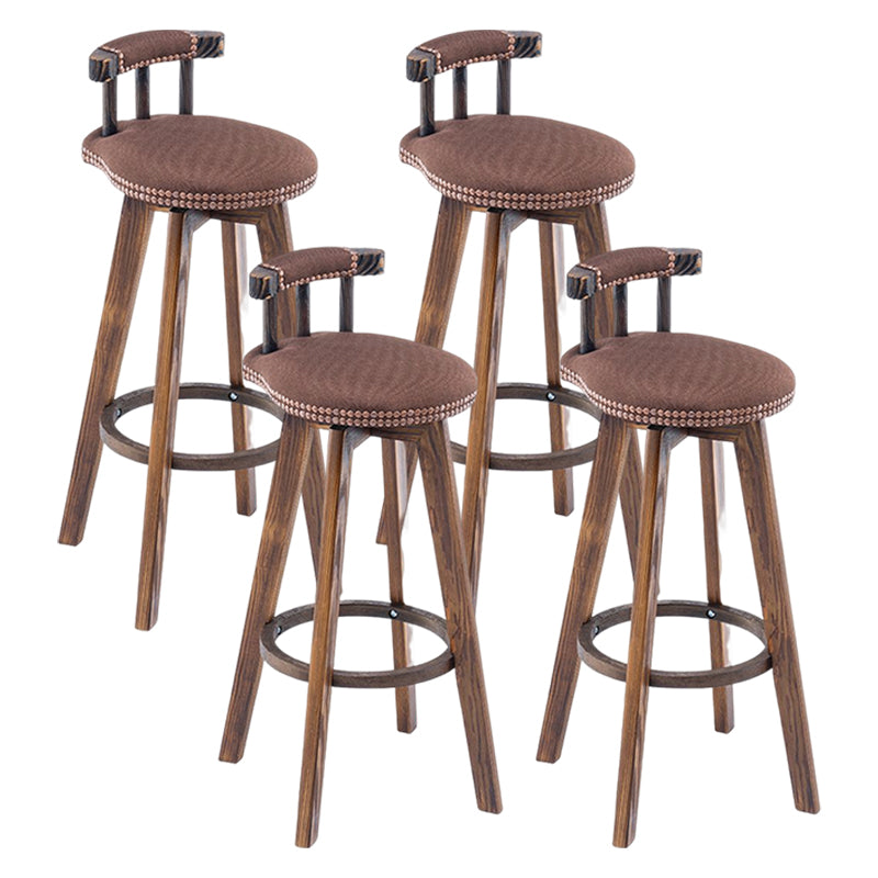 Tradition Armless Backrest Counter Stool Wood Household Bar Stool with Pedal