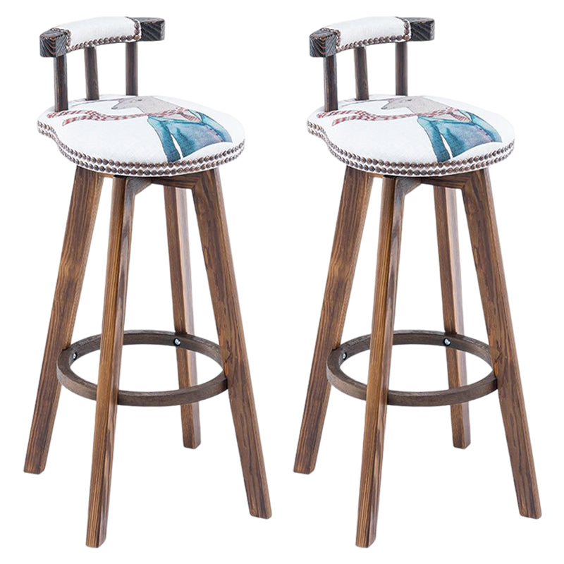 Tradition Armless Backrest Counter Stool Wood Household Bar Stool with Pedal