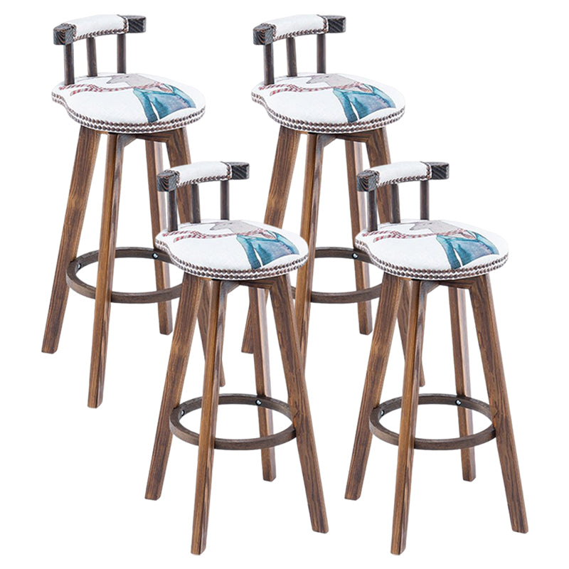 Tradition Armless Backrest Counter Stool Wood Household Bar Stool with Pedal