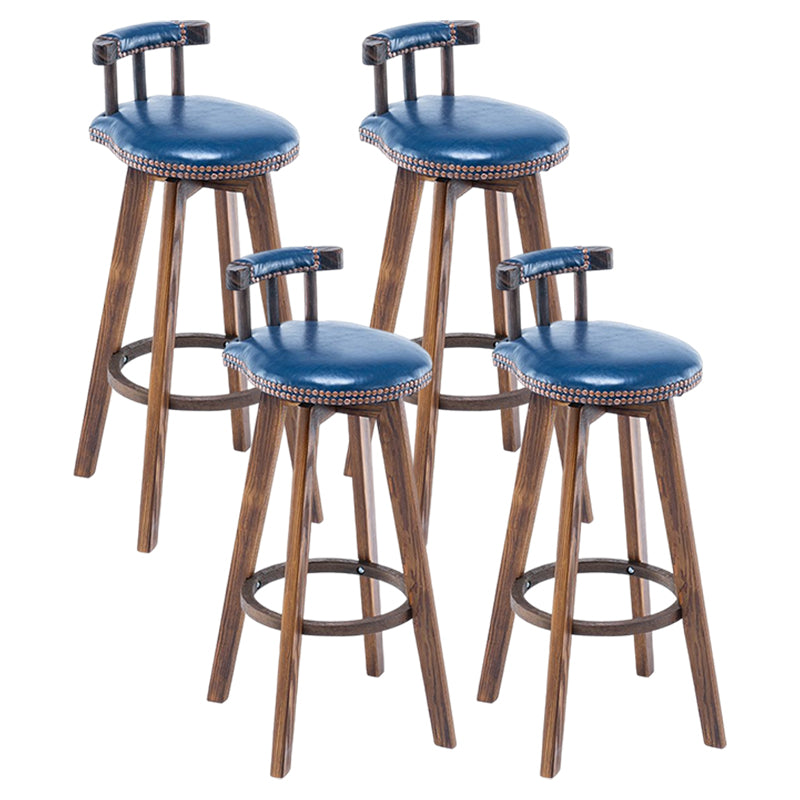 Tradition Armless Backrest Counter Stool Wood Household Bar Stool with Pedal