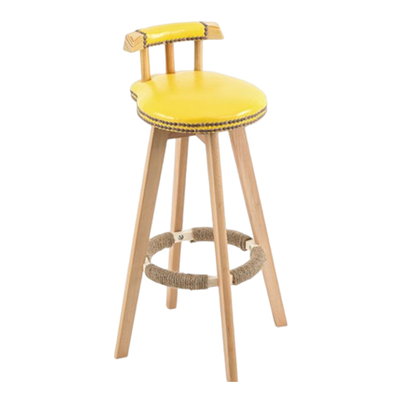 Tradition Armless Backrest Counter Stool Wood Household Bar Stool with Pedal
