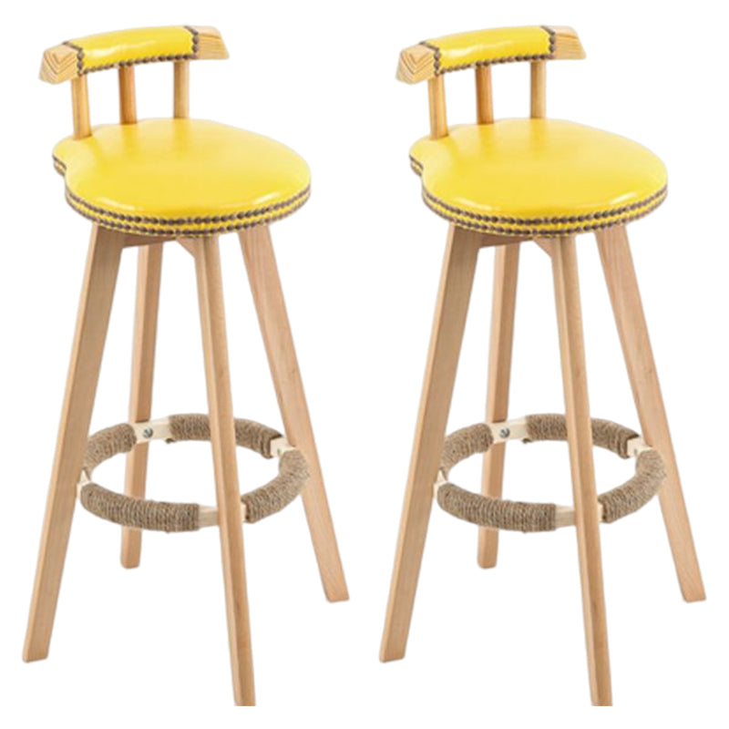 Tradition Armless Backrest Counter Stool Wood Household Bar Stool with Pedal