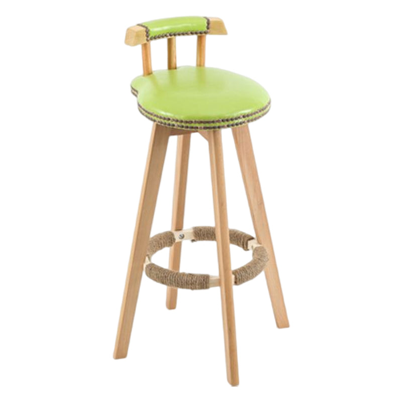 Tradition Armless Backrest Counter Stool Wood Household Bar Stool with Pedal