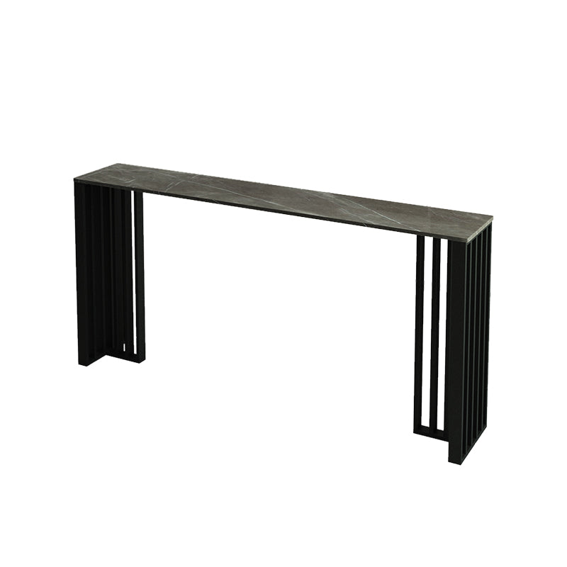 Modern Marble Table with Rectangle Table Top Black Double Pedestal Table - 42" H