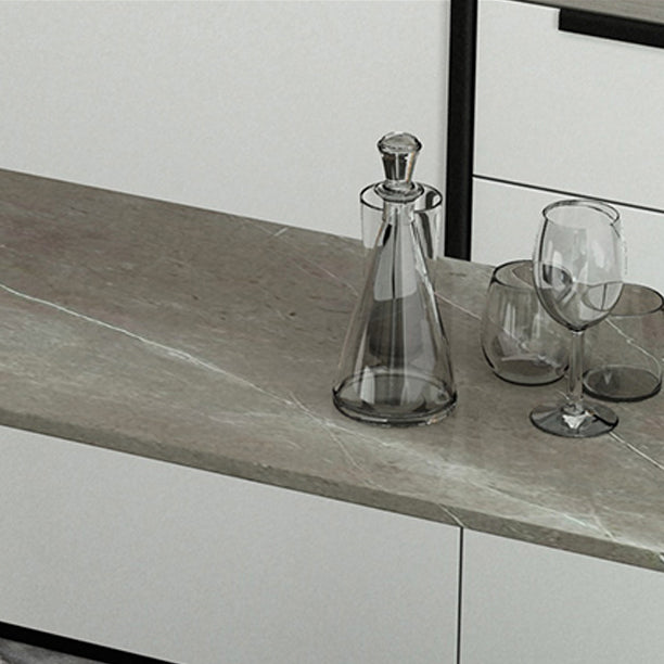 Modern Marble Table with Rectangle Table Top Black Double Pedestal Table - 42" H