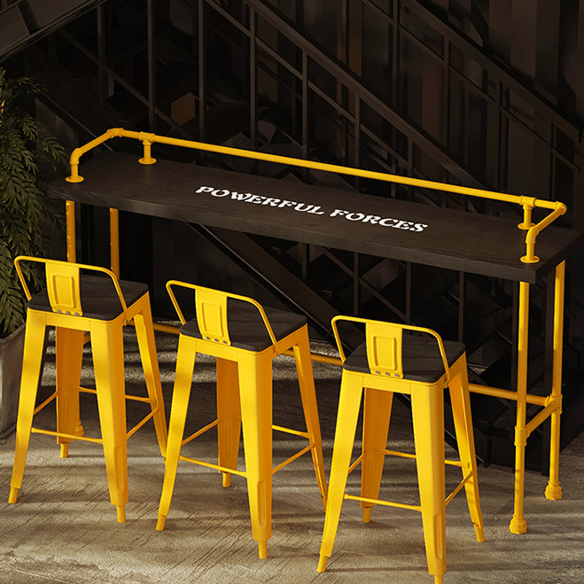 Industrial Wood Pub Table with Rectangle Table Top Yellow Trestle Table - 42" H