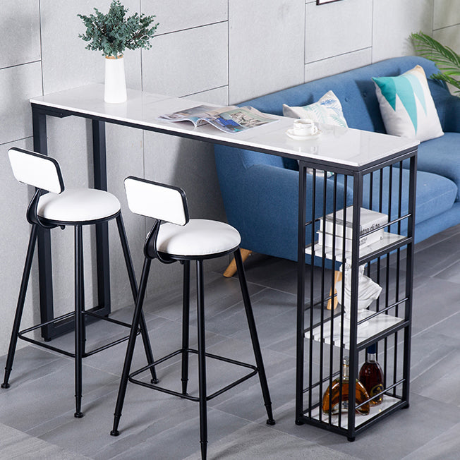 Marble Bistro Table with Rectangle Table Top Double Pedestal Table - 41.3" H