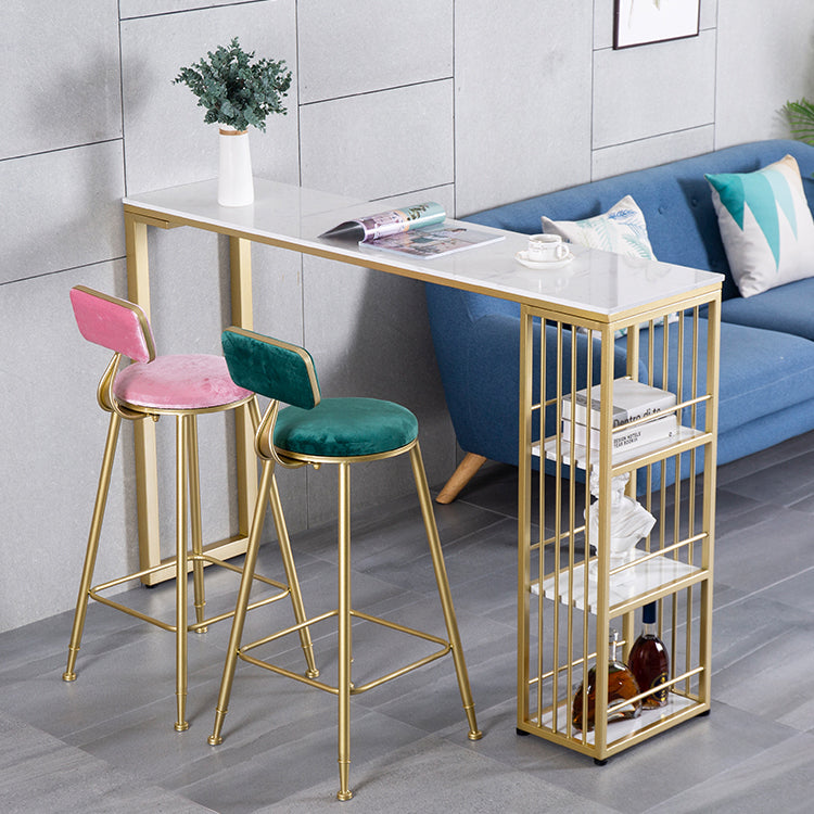 Marble Bistro Table with Rectangle Table Top Double Pedestal Table - 41.3" H