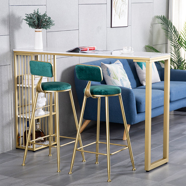 Marble Bistro Table with Rectangle Table Top Double Pedestal Table - 41.3" H