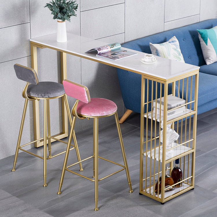 Marble Bistro Table with Rectangle Table Top Double Pedestal Table - 41.3" H