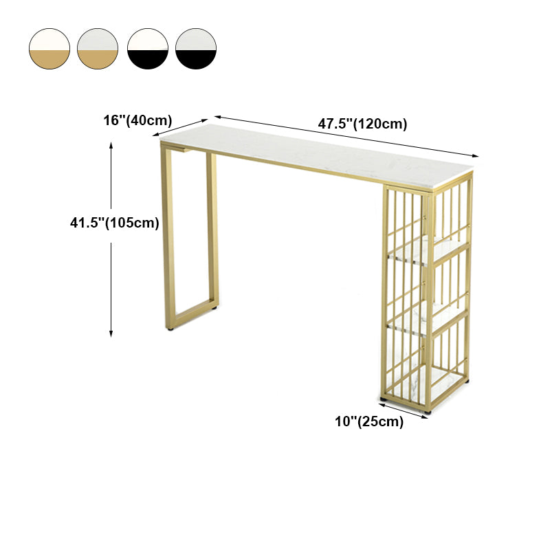 Marble Bistro Table with Rectangle Table Top Double Pedestal Table - 41.3" H