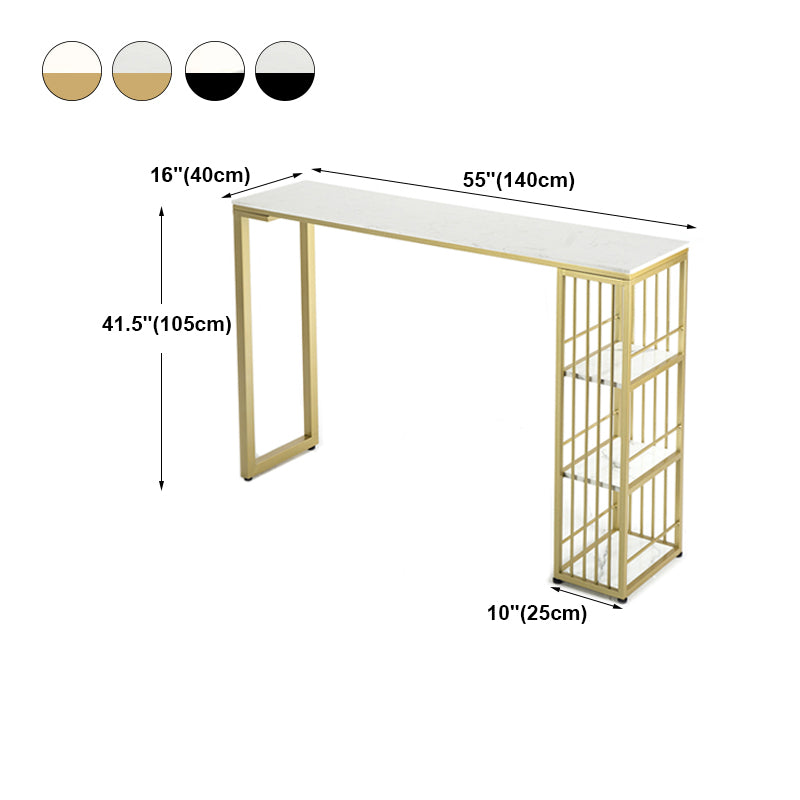 Marble Bistro Table with Rectangle Table Top Double Pedestal Table - 41.3" H