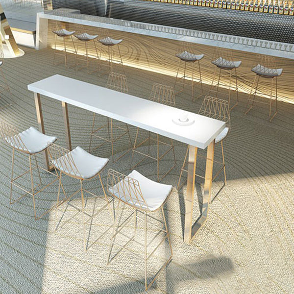 Glam Wood Bar Height Table with Rectangle Table Top Sled Table - 41.3" H