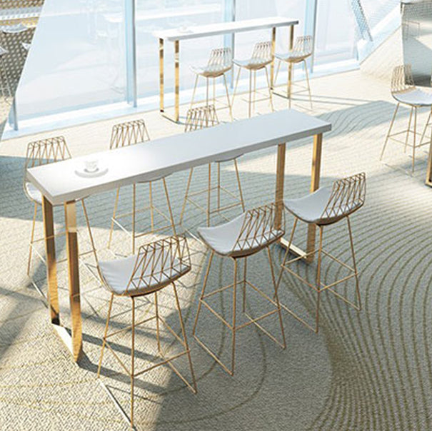 Glam Wood Bar Height Table with Rectangle Table Top Sled Table - 41.3" H