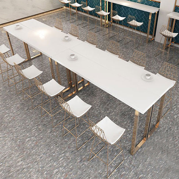 Glam Wood Bar Height Table with Rectangle Table Top Sled Table - 41.3" H