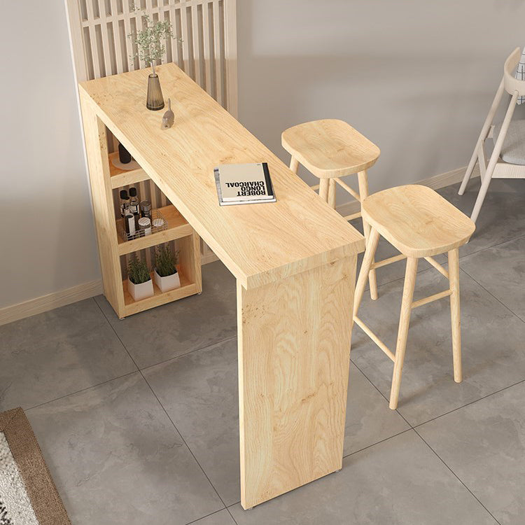Modern Wood Counter Table with Rectangle Table Top Double Pedestal Table- 41.3" H