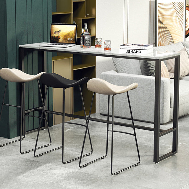 Marble Counter Height Table with Rectangle Table Top Trestle Table - 41.3" H