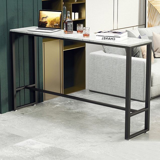 Marble Counter Height Table with Rectangle Table Top Trestle Table - 41.3" H