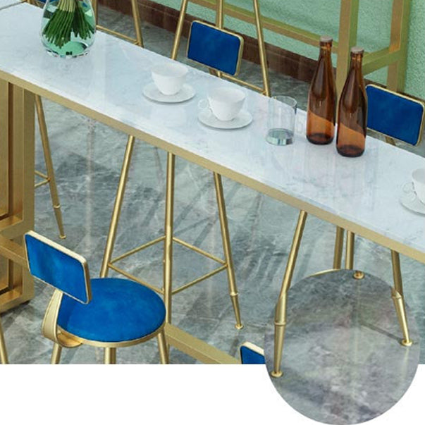 Glam Marble Bistro Bar Table with Rectangle Table Top Trestle Table - 41.3" H , Only Table