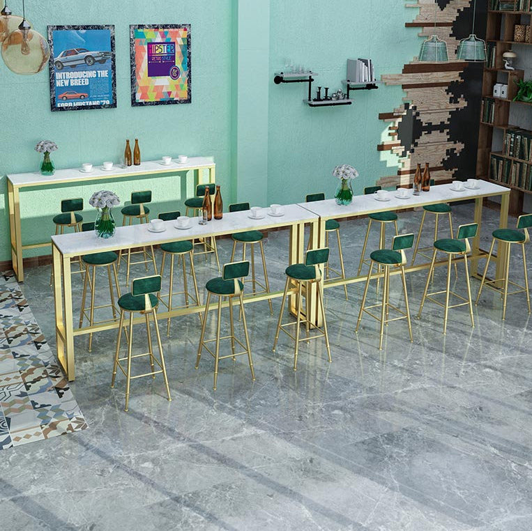 Glam Marble Bistro Bar Table with Rectangle Table Top Trestle Table - 41.3" H , Only Table