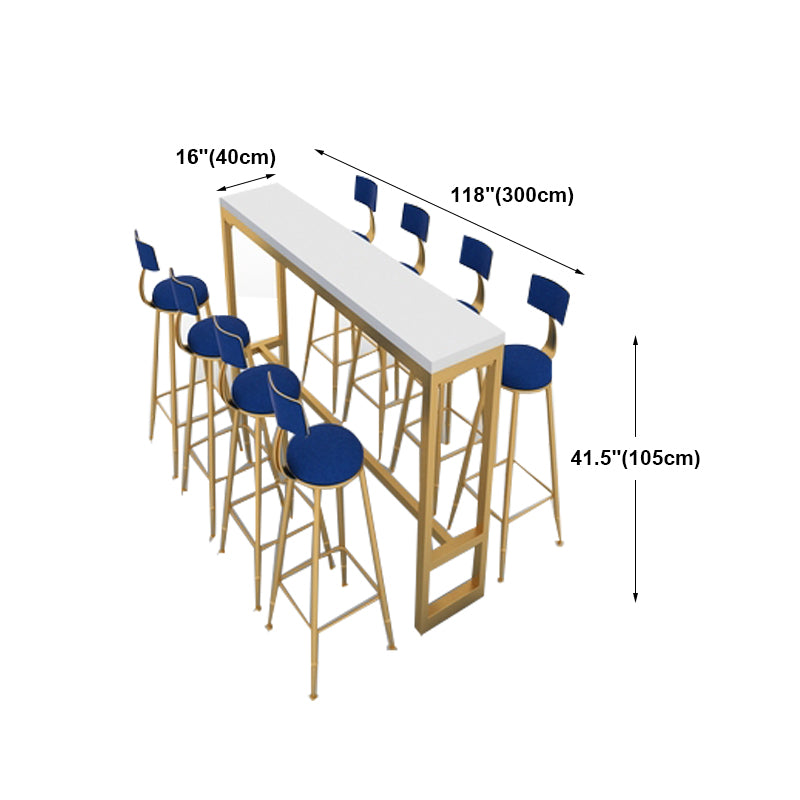 Glam Marble Bistro Bar Table with Rectangle Table Top Trestle Table - 41.3" H , Only Table