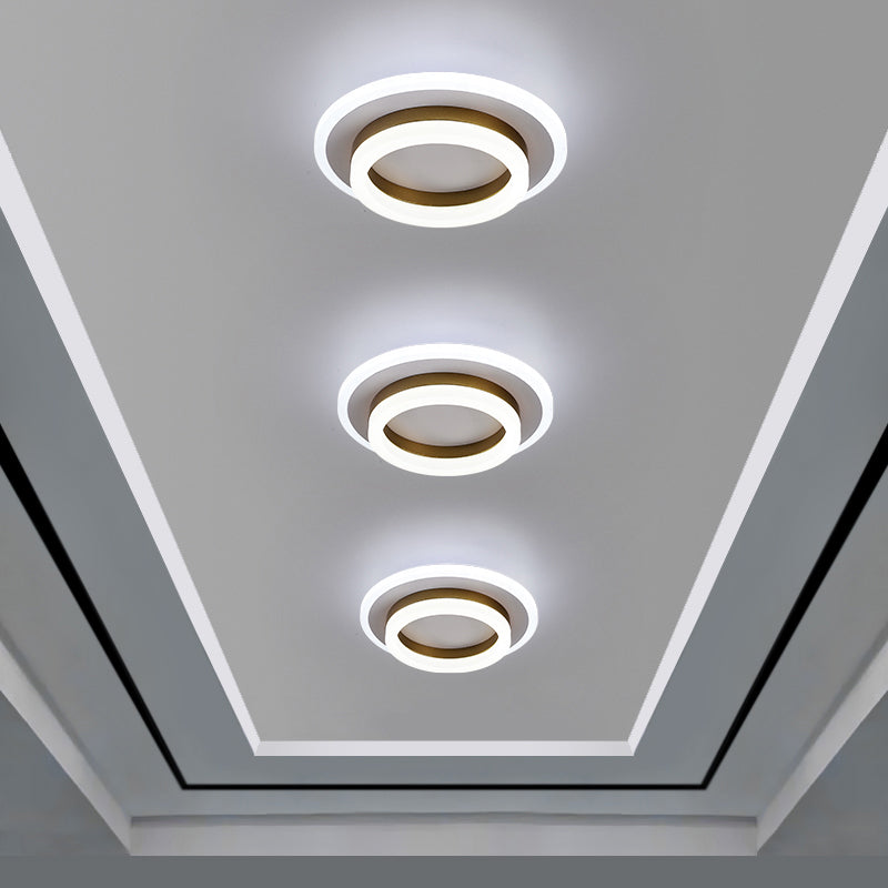 Metal Geometric Shape Flush Ceiling Light Modern 2-Light Flush Ceiling Light Fixtures