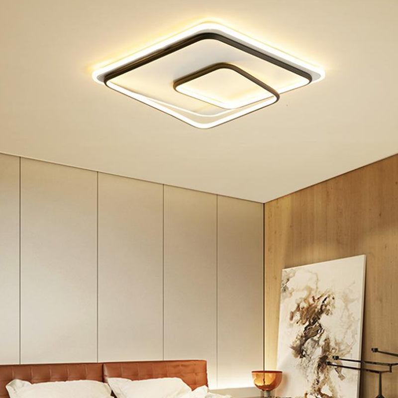 Square Shape Ceiling Fixtures Modern Style Metal 2 Light Ceiling Mounted Lights