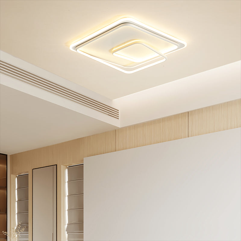 Square Shape Ceiling Fixtures Modern Style Metal 2 Light Ceiling Mounted Lights