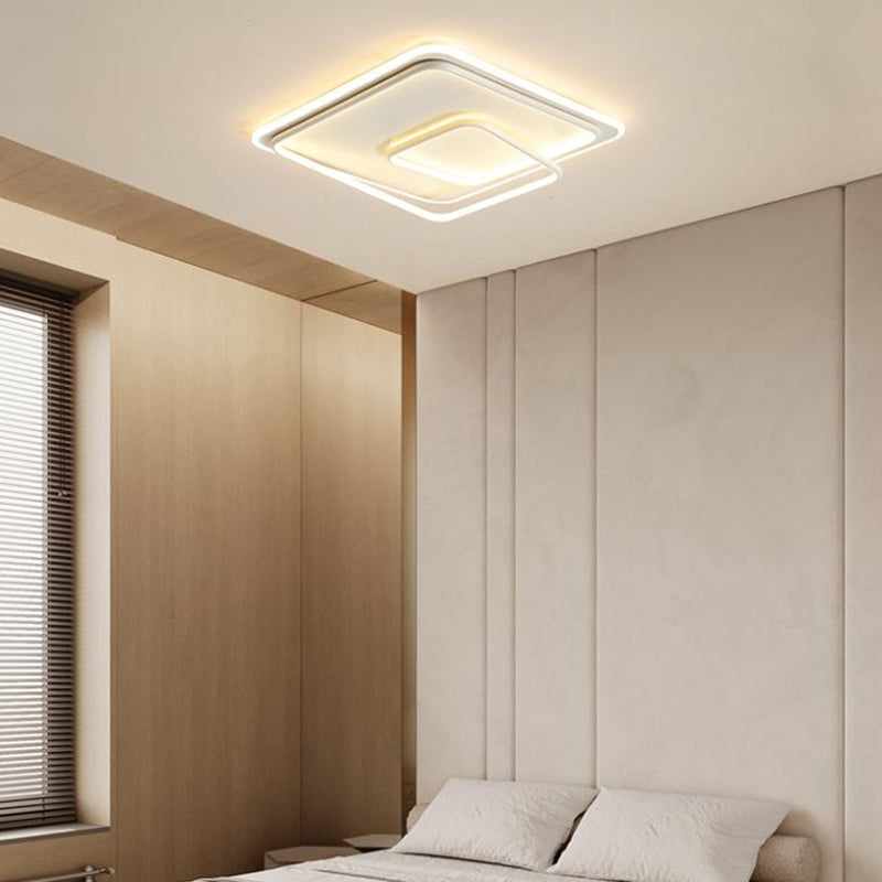 Square Shape Ceiling Fixtures Modern Style Metal 2 Light Ceiling Mounted Lights