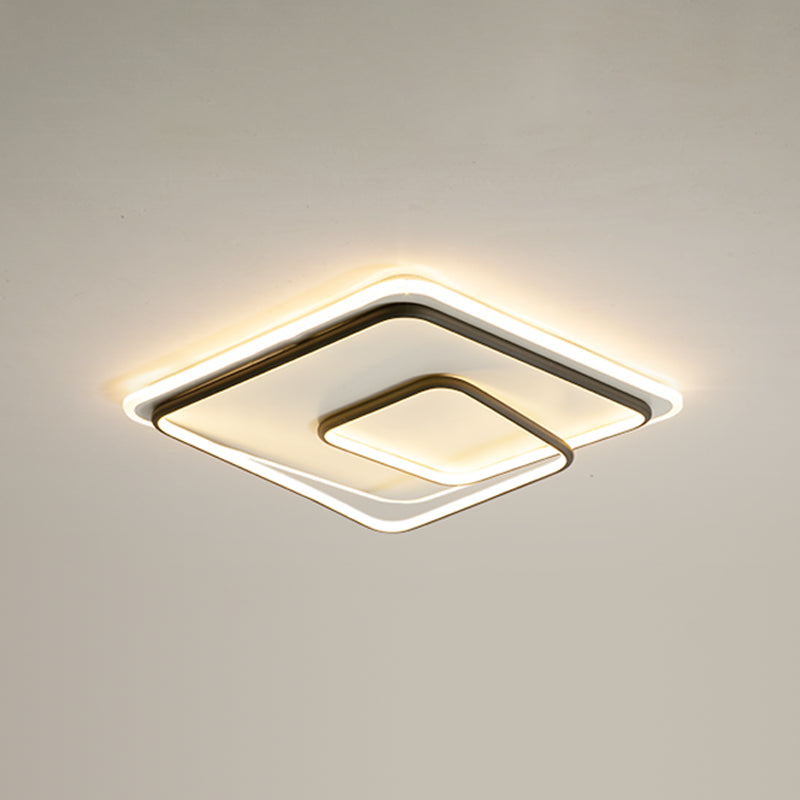 Square Shape Ceiling Fixtures Modern Style Metal 2 Light Ceiling Mounted Lights