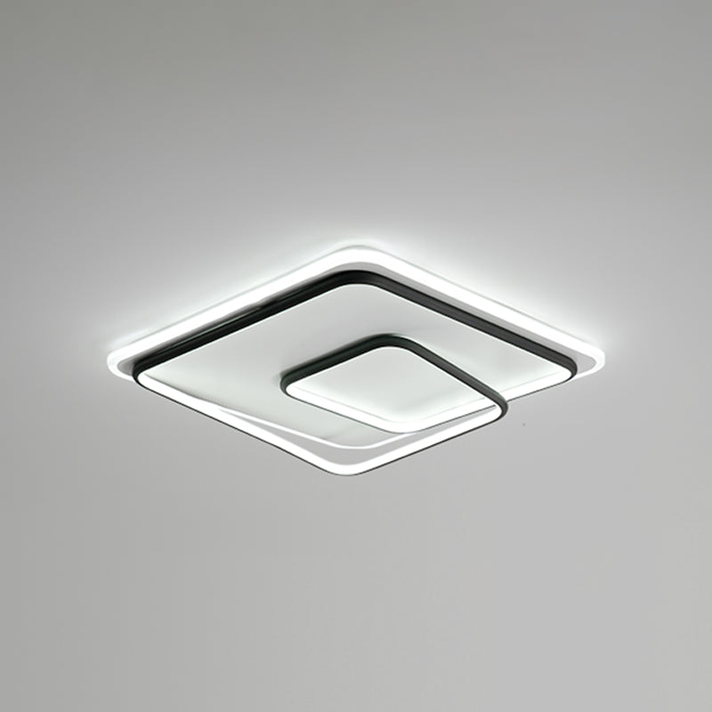 Square Shape Ceiling Fixtures Modern Style Metal 2 Light Ceiling Mounted Lights