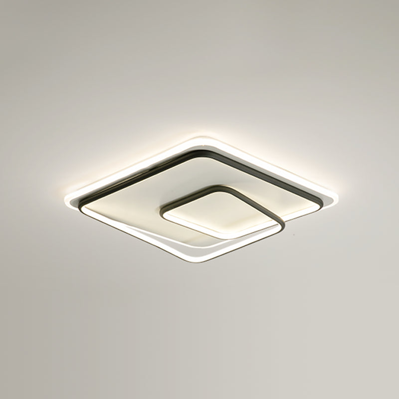 Square Shape Ceiling Fixtures Modern Style Metal 2 Light Ceiling Mounted Lights
