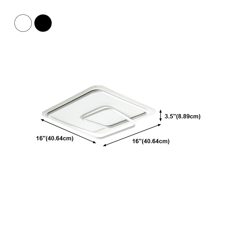 Square Shape Ceiling Fixtures Modern Style Metal 2 Light Ceiling Mounted Lights