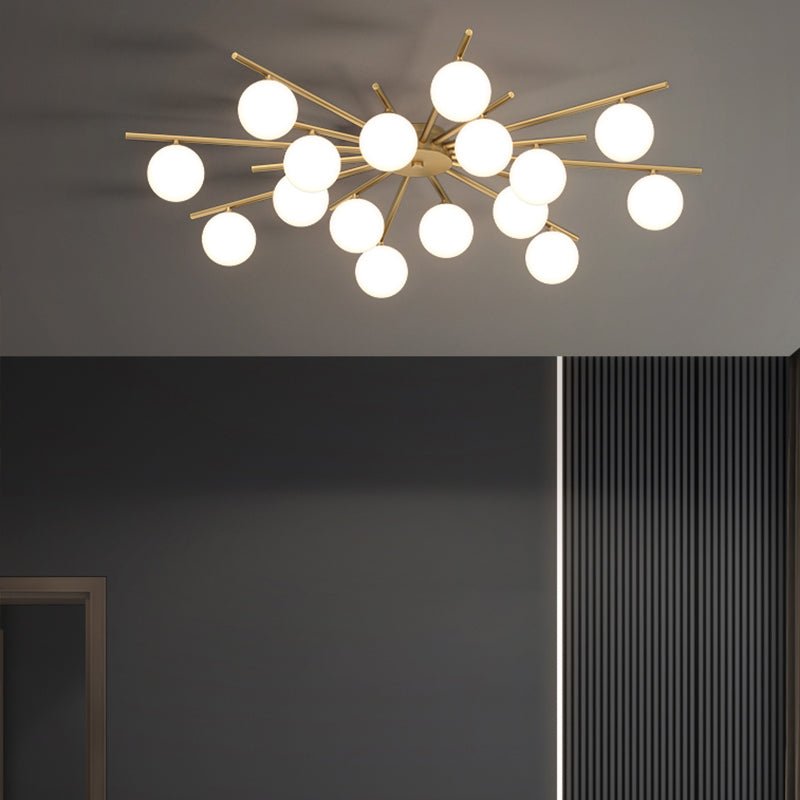 Contemporary Globe Flush Light Fixture Glass Flush Mount Ceiling Light in Gold