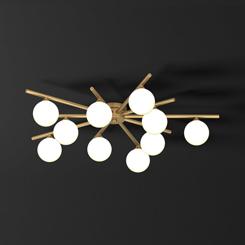 Contemporary Globe Flush Light Fixture Glass Flush Mount Ceiling Light in Gold